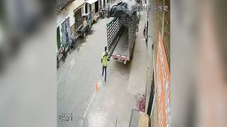 Motorcycle Accidentally Hits Metal Bar 