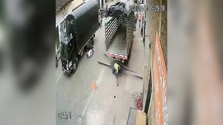 Motorcycle Accidentally Hits Metal Bar 