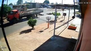 Motorcyclist Hit By Truck And Run Over 