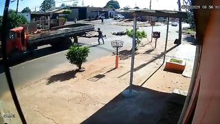 Motorcyclist Hit By Truck And Run Over 