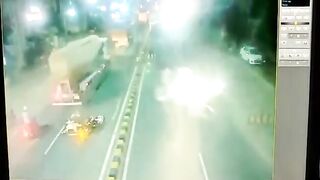 Motorcyclist's Head Crushed By Tow Truck 