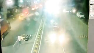 Motorcyclist's Head Crushed By Tow Truck 