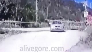 Old Coot Park Car Trying To Open Car At Railroad Crossing