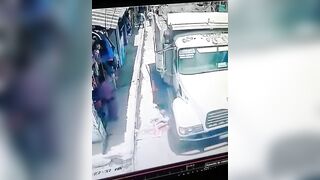 Old Man Hit By Dump Truck While Walking 