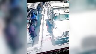 Old Man Hit By Dump Truck While Walking 