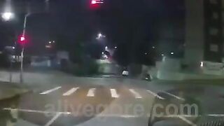 A Drunk Cyclist Runs A Red Light And Crashes Into A Toyota Pickup Truck 