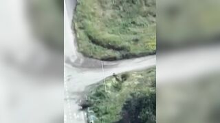 Russian Soldier Hit By Explosion While Crossing Road
