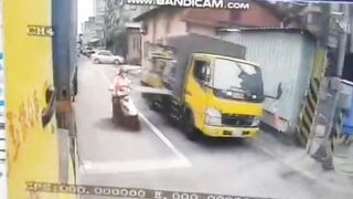 Scooter Driver Crushed To Death By Truck 