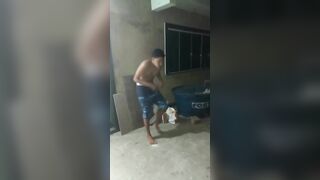 Teen Learns Dance From Dad 