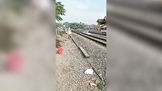 Seconds After Indonesian Woman Was Hit And Killed By Train During Tower Base