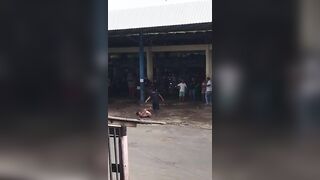 Thief Beaten With Machete 