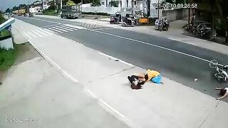 Unlucky Family Riding Motorcycles 