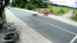 Unlucky Family Riding Motorcycles 