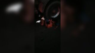 Woman Stuck Under Truck Tire 