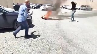 Man Sets Himself On Fire With Gasoline 