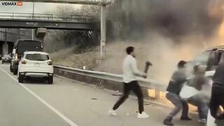 Amazing Video Shows Good Samaritan Pulling Driver Out Of Car