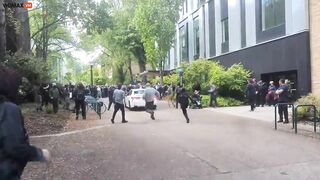 Antifa Scum Attacks Cars And Drivers During Anti-Semitic Protest