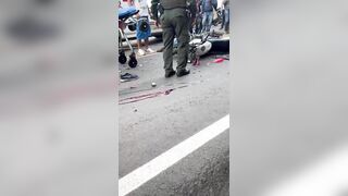 Creepy Woman Tastes Blood Of Dead Cyclist On Street