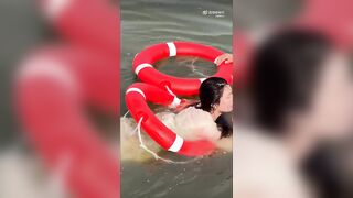 Drowning Woman Rescued In Hilarious Way