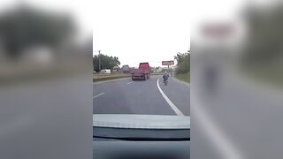 Moped Rider Crosses The Road In Front Of Truck - Predictable Outcome