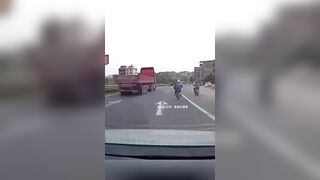 Moped Rider Crosses The Road In Front Of Truck - Predictable Outcome