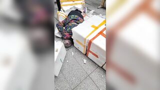 Drunk Chinese Granny Leaves Her Apartment