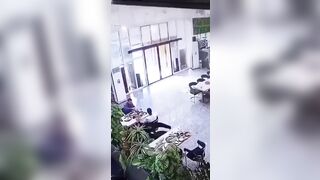 Man Enjoys Lunch And Receives An Unexpected Guest