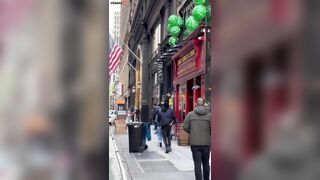 Manhattan In Spotlight As Drivers Drive On Sidewalks