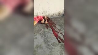 Woman In Red Mini Skirt Shot In The Head