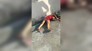 Woman In Red Mini Skirt Shot In The Head