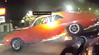 Suspect Drives Classic Muscle Car Backwards Into LASD Police Car