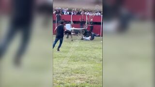 Victim Brutally Mauled By Bull At Mexican Festival