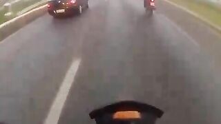 Wheel Falls Off And Hits Motorcyclist In The Head 