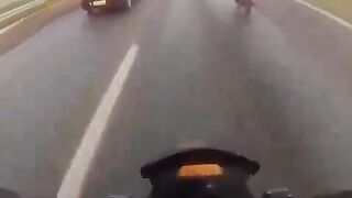 Wheel Falls Off And Hits Motorcyclist In The Head 