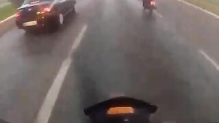 Wheel Falls Off And Hits Motorcyclist In The Head 