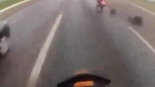 Wheel Falls Off And Hits Motorcyclist In The Head 