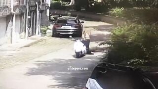 A Huge Piece Of Wood Fell On The Head Of A Passing Motorcycle
