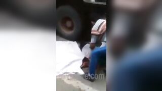 A Man Under The Wheels Of A Truck Turned Into A Piece Of Meat