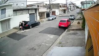A Man With A Child In His Arms Kills A Robber 