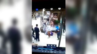 Transformer Falls And Hits A Man Passing By 