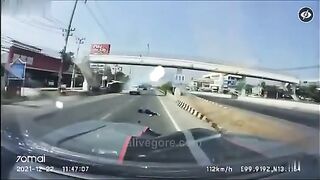 A Truck Hits A Motorcycle At 150 Km/h 