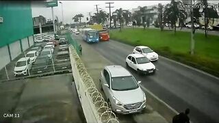 A Truck Hit And Killed A Motorcyclist. Brazil 