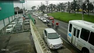 A Truck Hit And Killed A Motorcyclist. Brazil 