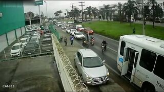 A Truck Hit And Killed A Motorcyclist. Brazil 