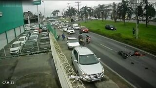 A Truck Hit And Killed A Motorcyclist. Brazil 