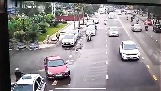 A Truck Hit An Elderly Woman Crossing The Road