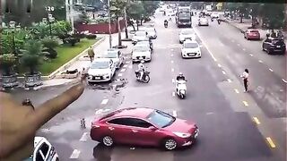 A Truck Hit An Elderly Woman Crossing The Road