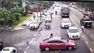 A Truck Hit An Elderly Woman Crossing The Road