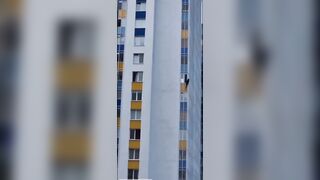 A Woman Climbed Out Of An Eighth-floor Window And Fell.