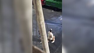 A Violent Man Beat His Girlfriend Half-body